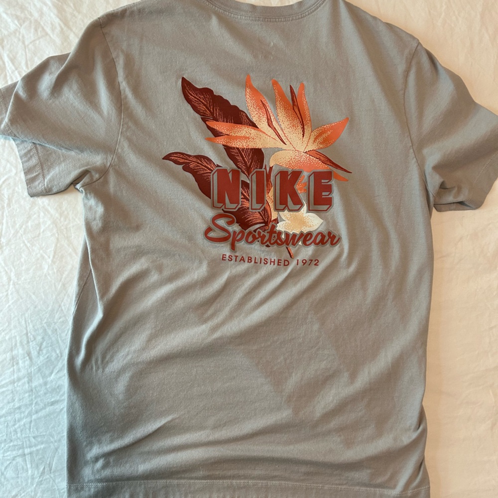 Nike Gray Tee with Orange Leaf Graphic